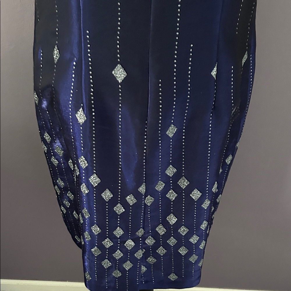Elegant Navy Sleeveless Dress - Picture 8 of 16